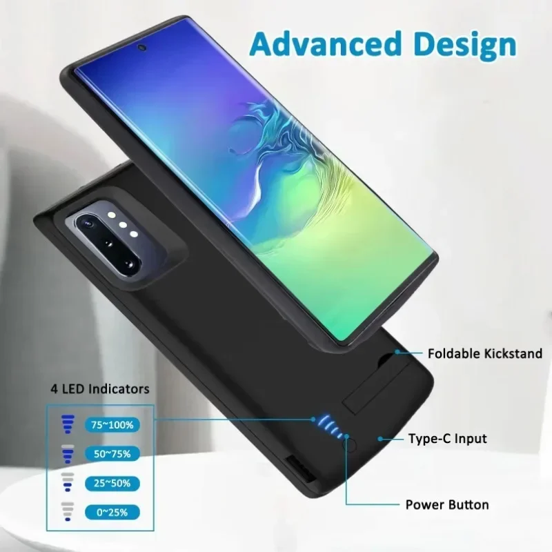 삼성 갤럭시 S8 S9 S10 S20 S21 S22 S24 플러스/울트라 노트 8 9 10 노트20용 10000mAh 배터리 충전 케이스 파워 케이스 보조배터리