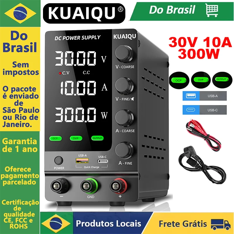 Fornecimento de energia KUAIQU DC 30V 10A, fornecimento de energia de escritório ajustado 30V 5A 60V 120V 3A, SPS-C3010, com saída de interruptor, enviado para o Brasil, isento de impostos, AC 110V ou AC 220V