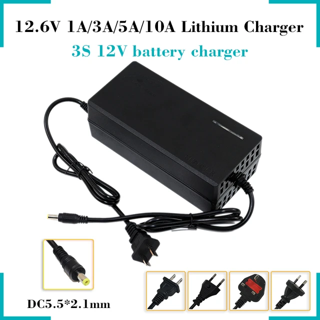 Chargeur intelligent 12.6V 1a/3a/5a/10a pour batterie Lithium Li-ion 3S  AC110-220V