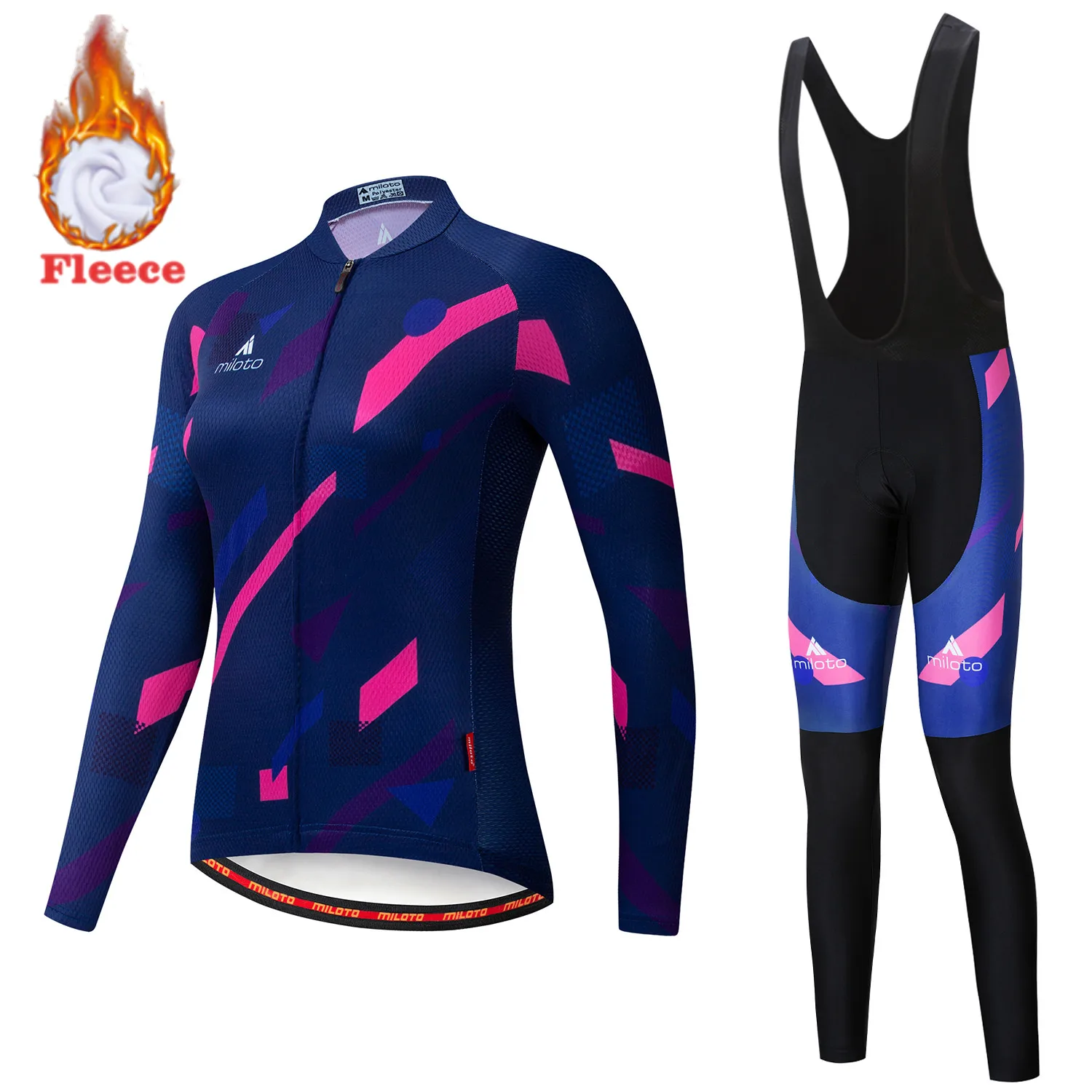 MILOTO-Winter Fleece Cycling Jersey Set for Women, Mountain Bicycle Clothes, Bike Wear, Cycling Clothing, Racing Team,