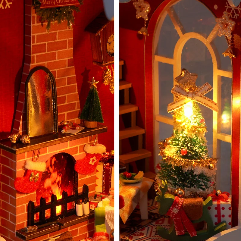 Exquisite Wooden Bookend Handmade Book Nook Shelf Kit Miniature Insert Model Kit Diy 3d Bookshelf for Friend Christmas Gift