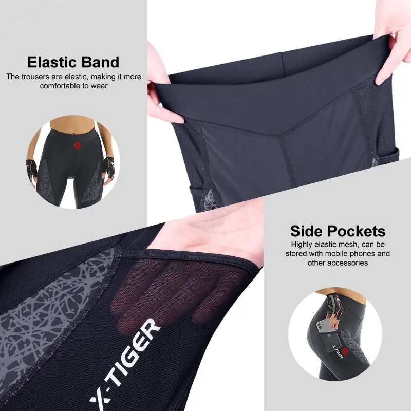 X-TIGER Women's Bicycle Pants Breathable Reflective Bicycle Pants with Zipper Upgrade Pad MTB Mountain Road Tight