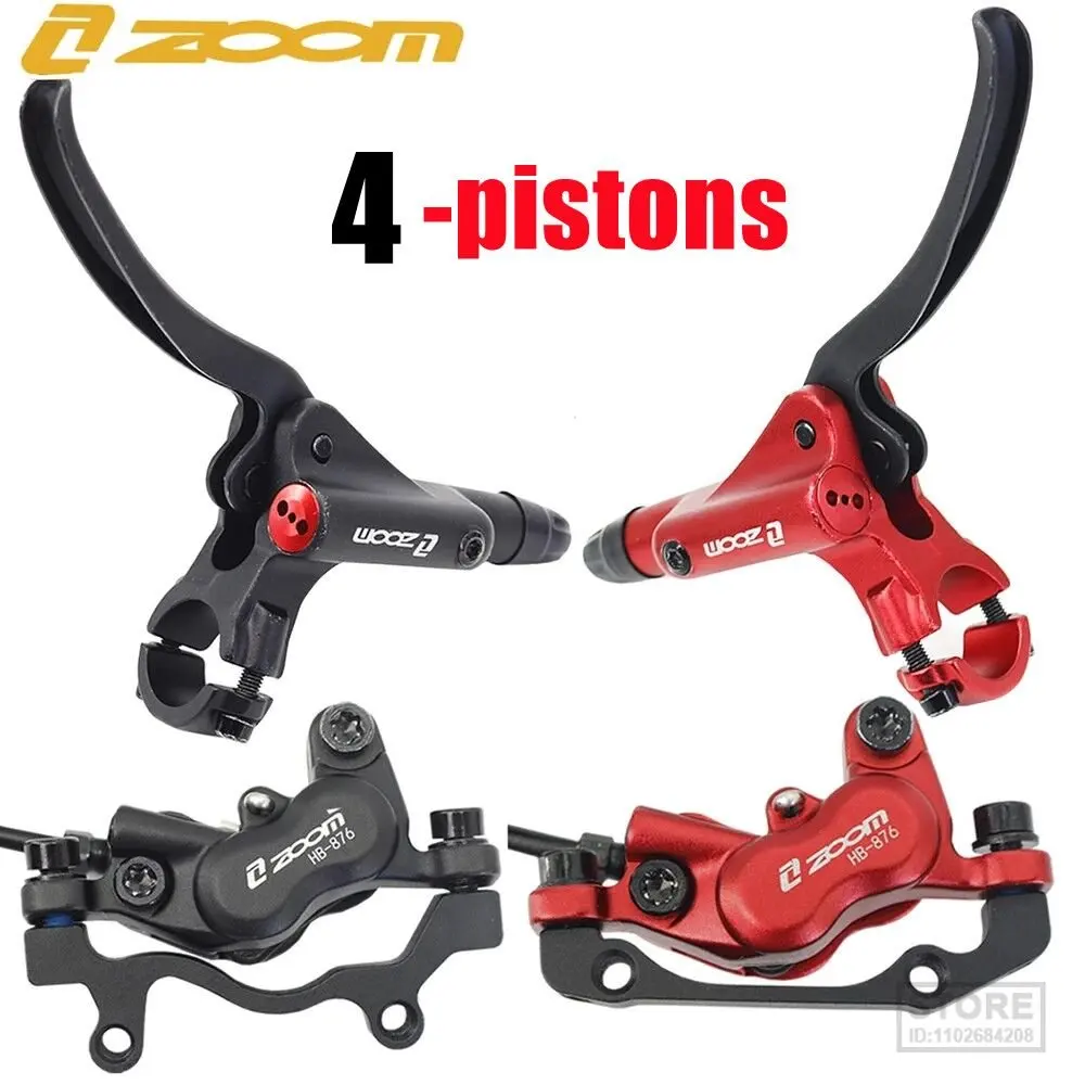 

ZOOM HB876 Four Piston Mountain Bike Hydraulic Disc Brake Set 4-Piston MTB Oil Pressure Caliper 800/1400mm Bicycle