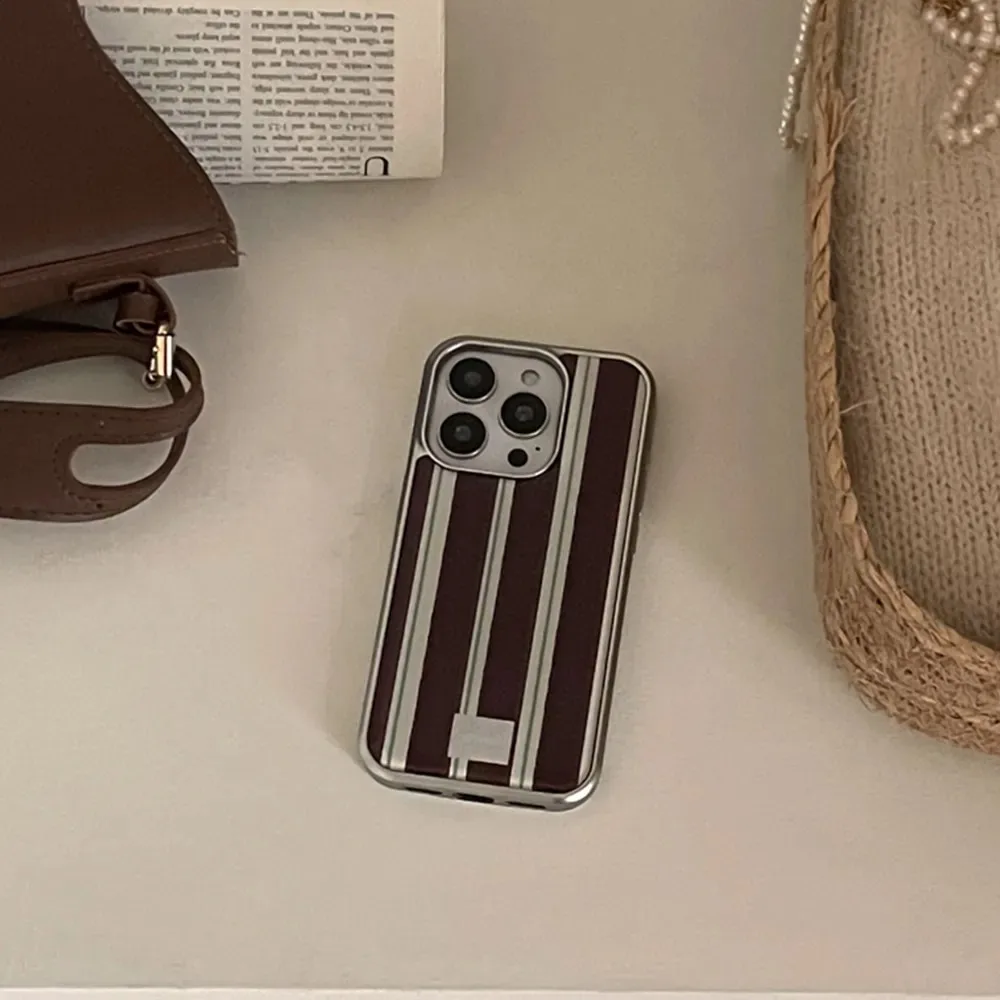 Luxury Electroplated Stripes Phone Case with Drip Glue Finish