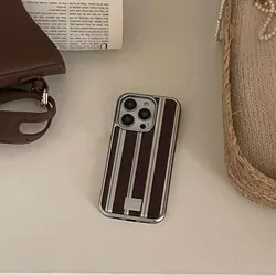 Luxury Electroplated Stripes Phone Case with Drip Glue Finish - iPhone 13 Pro Max (XKDJ - 417XDJ263045901)