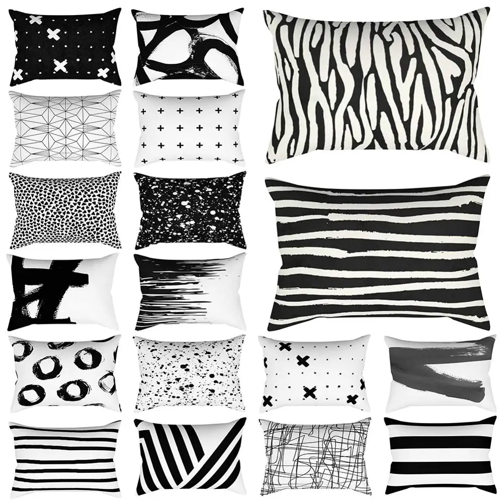

Black White Stripe Geometry Rectangular Hug Pillowcase Cushion Cover 30x50 Cm Home Decor Bedroom Living Room Stylish Design