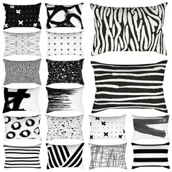 Black White Stripe Geometry Rectangular Hug Pillowcase Cushion Cover 30x50 Cm Home Decor Bedroom Living Room Stylish Design
