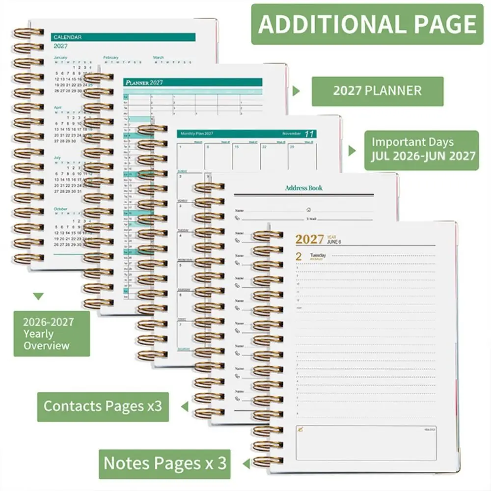 Agenda Annuale 2027 A5, 320 Pagine, Pianificatore a 12 Mesi, Blocco Note per Gestione del Tempo, Semplice Planner per Lavoro d'Ufficio - immagine 5