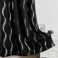 4PCS Blackout Curtains Grommet Thermal Insulated Room Darkening  With Wave Foil Printed For Bedroom 2