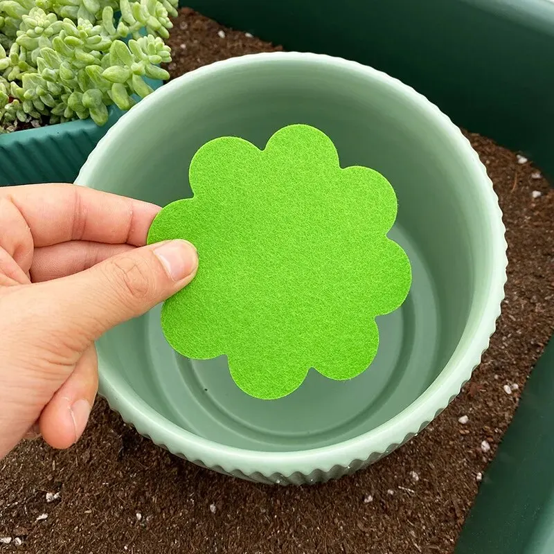 5cm 50pcs Plant Pot Hole Pad Green Non-Woven Fabric Flower Shape Bonsai Bottom Soil Mat Anti-Corrosion Breathable Gasket Gardening Potting Pad