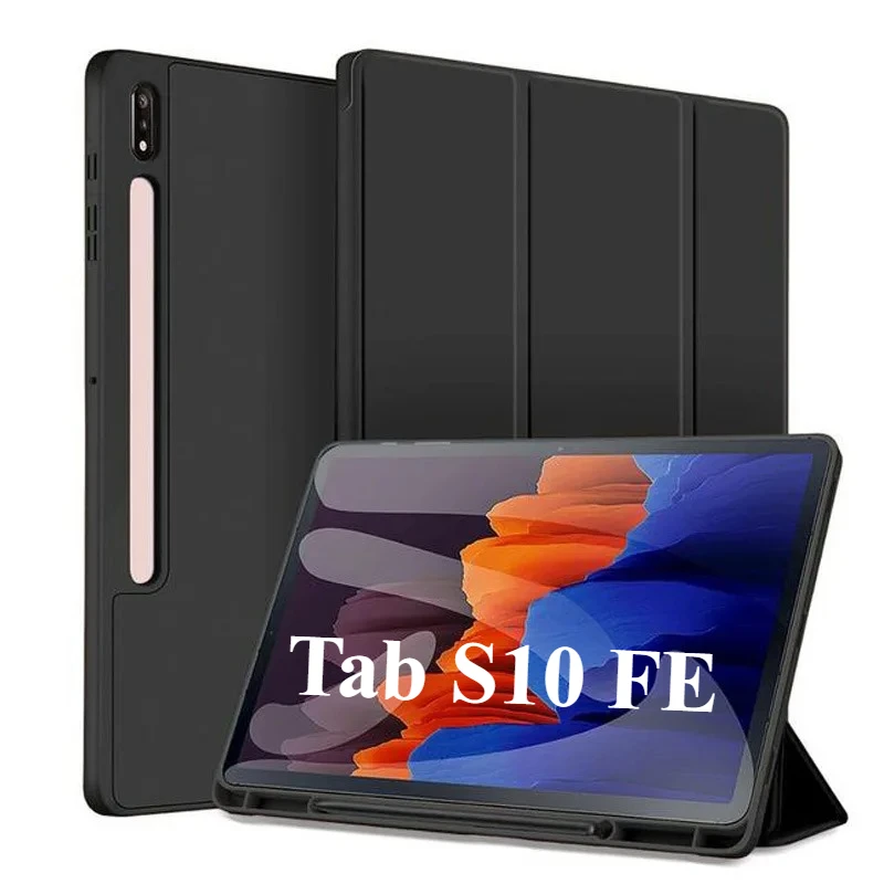 Enhanced Product Title: Premium PU Leather Tri-Folding Magnetic Tablet Case with Pen Holder Cover, 10.9