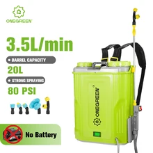 ONEGREEN 20L 대용량 충전식 전동 분무기, 마키타 18V 배터리 핀 호환 잔디밭 정원 관개용 파워툴