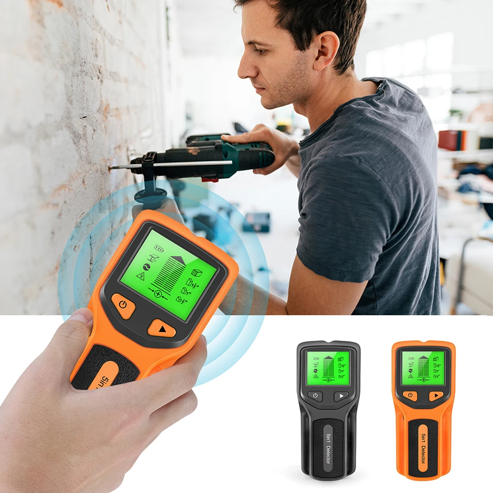 5 in 1 Stud Finder Tool Backlight Display Wall Scanner Accurate Edge Center Wood Metal AC Live Wires Detection