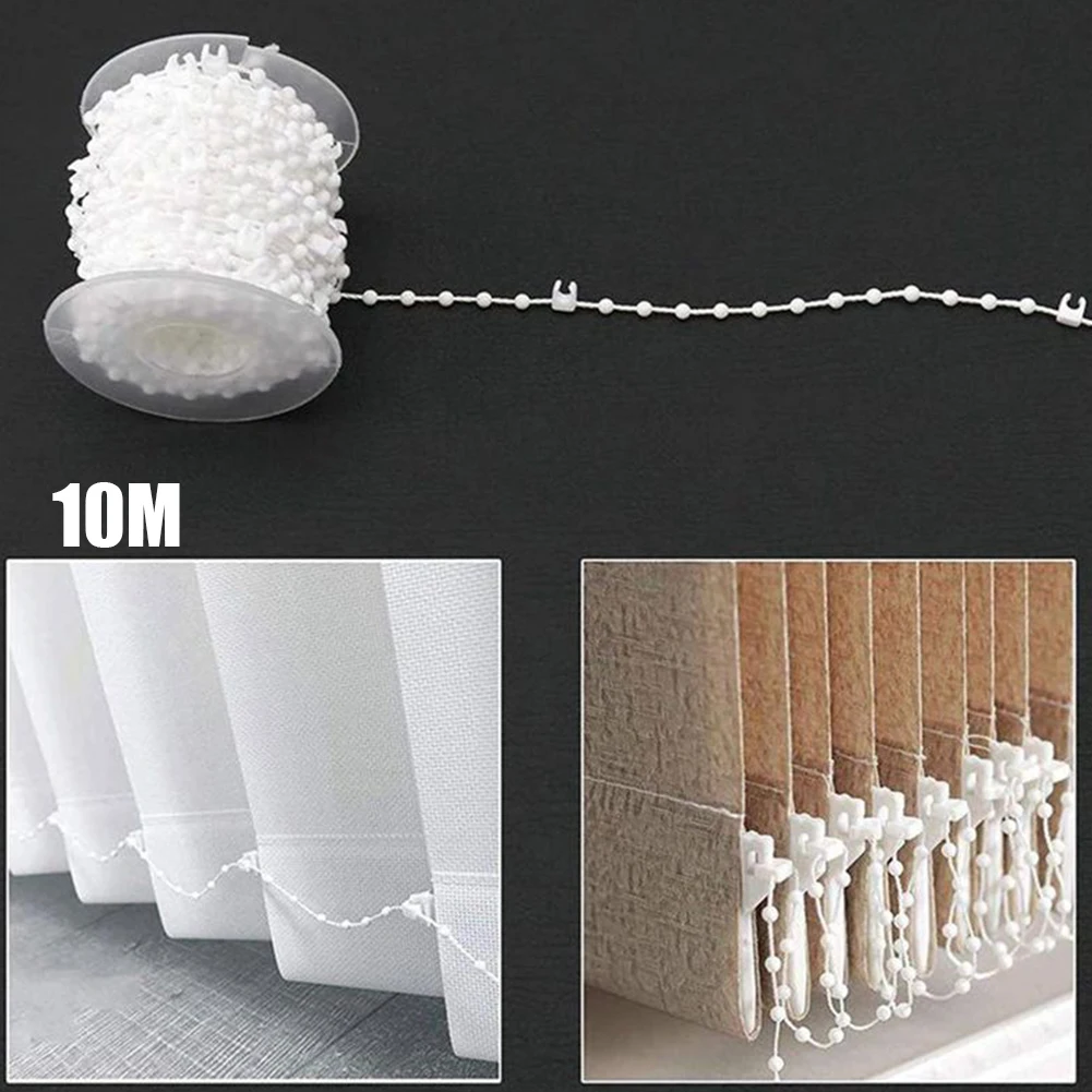 10M Kunststoff Weiß Jalousien Perlen Kette Schnur Vertikale Blind Boden Kette Link Perlen Schnur Verbinden Clip Stecker 89mm – Detail 14