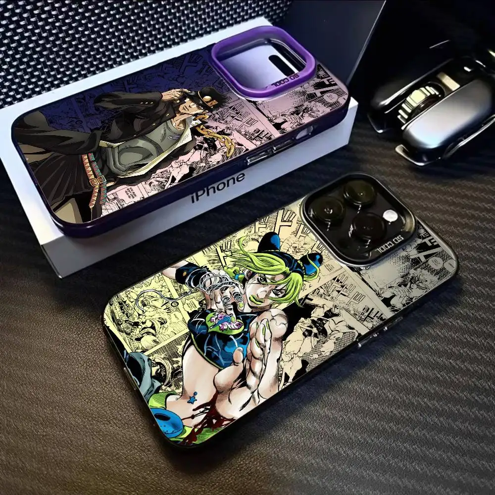 JoJo's Bizarre Adventure Inspired Multicolor Matte Laser Phone Case with Metallic Aurora Finish