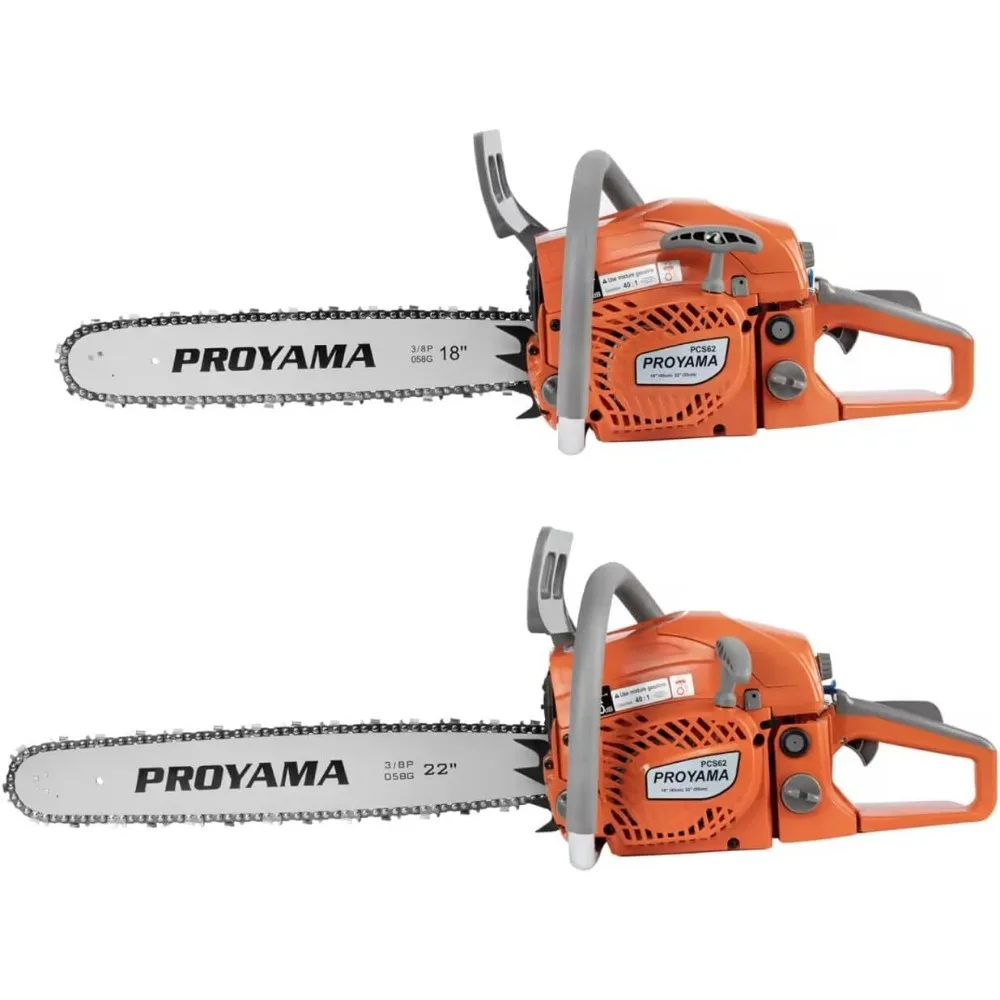 62CC 2-Cycle Gas Powered Chainsaw, 22 Inch 18 Inch Handheld Cordless Petrol Chain Saw for Tree Wood Cutting 6