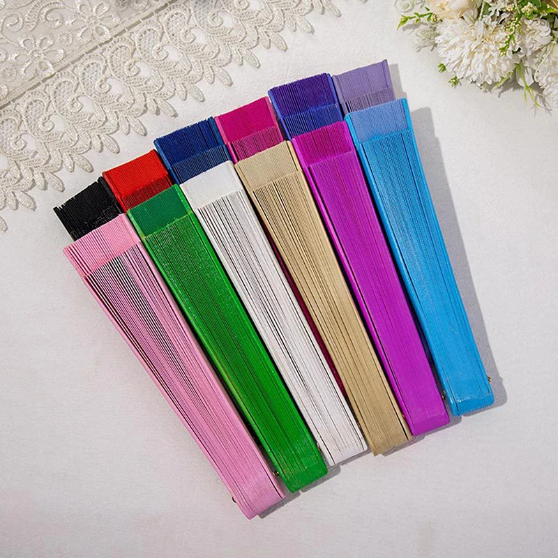 1PC Vintage Chinese Style Hand Held Folding Fan Pure Color Wood Fan Dance Performance Props Wedding Party Decor Crafts Folding Fan Hand Fan Wooden Hand Fan