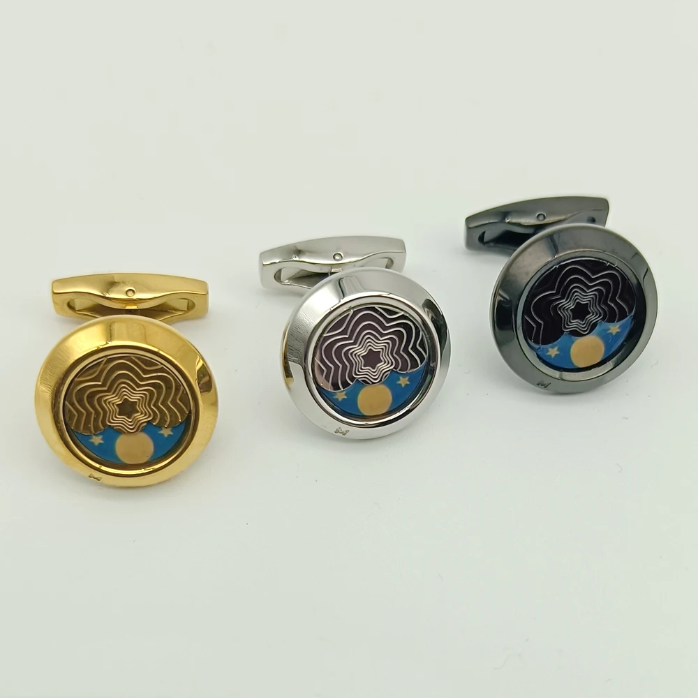 

MAS Cuff Links MB Round 316 Stainless Steel 1:1 High Quality 3 Colors Man Shirt Cufflinks Classic Buttons With Box Set