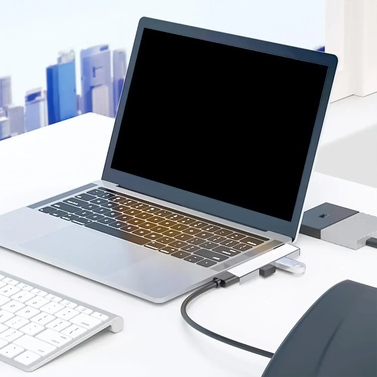 รูปสินค้า USB-C ฮับ 4 พอร์ต ตัวขยาย USB 3.0 สำหรับโน๊ตบุ๊กและมือถือ