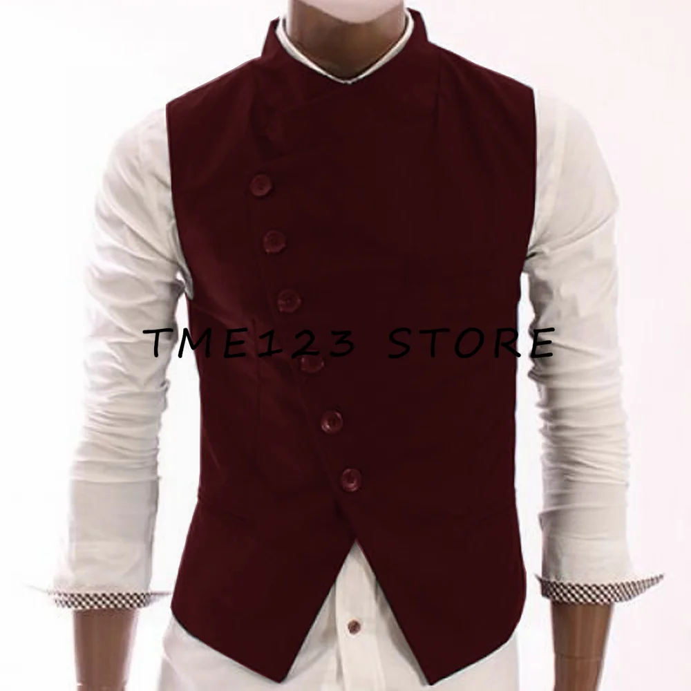 Men's Serge Casual Business Elegant Single Breasted V-Neck Vest Steampunk Suit Male Formal Man Ambo Gothic Chaleco Vests for Men