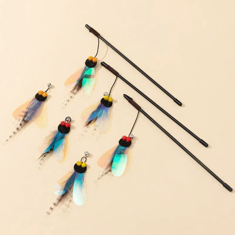 Cat Toys Feather Toy Teaser Stick Bite Resistant Butterfly Interactive Cats Toy Bell Pet Products