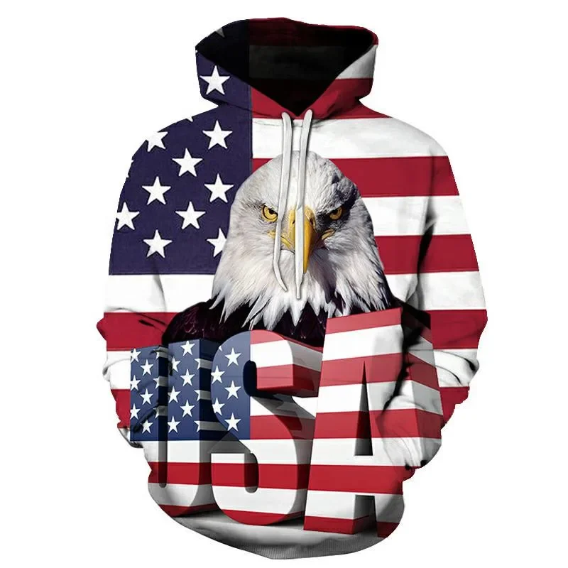 

New USA Hoodies Men/Women Sweatshirt JULY FOURTH Hooded United States America Independence Day Hoody 3D National Flag