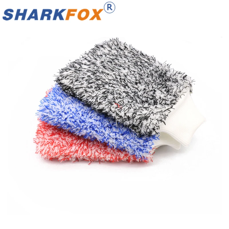 1Pc Double-sided Microfiber Washable Car Washing Gloves Car Care Cleaning Gloves Cleaning Cloth Towel Mitt Accessories