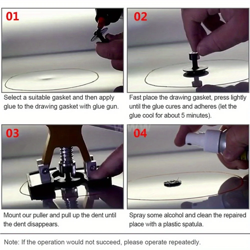 Strumenti per la riparazione di ammaccature su auto nuove, inclusi un kit di riparazione ammaccature senza vernice e kit di rimozione per ammaccature della carrozzeria. - Image 4