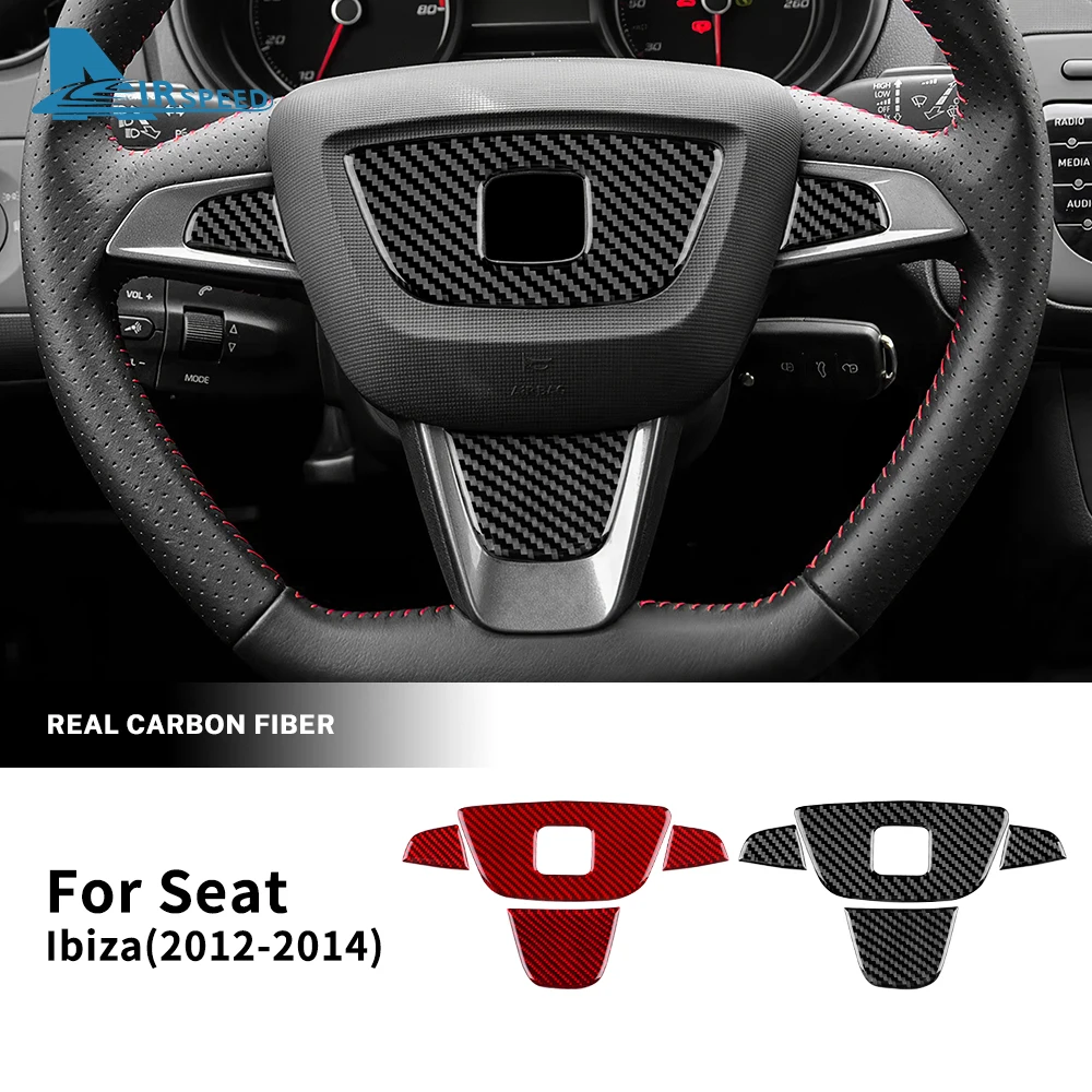 Autocollant en Fiber de carbone véritable et souple, pour Seat Ibiza 6j LHD RHD, cadre central de volant de voiture, garniture intérieure