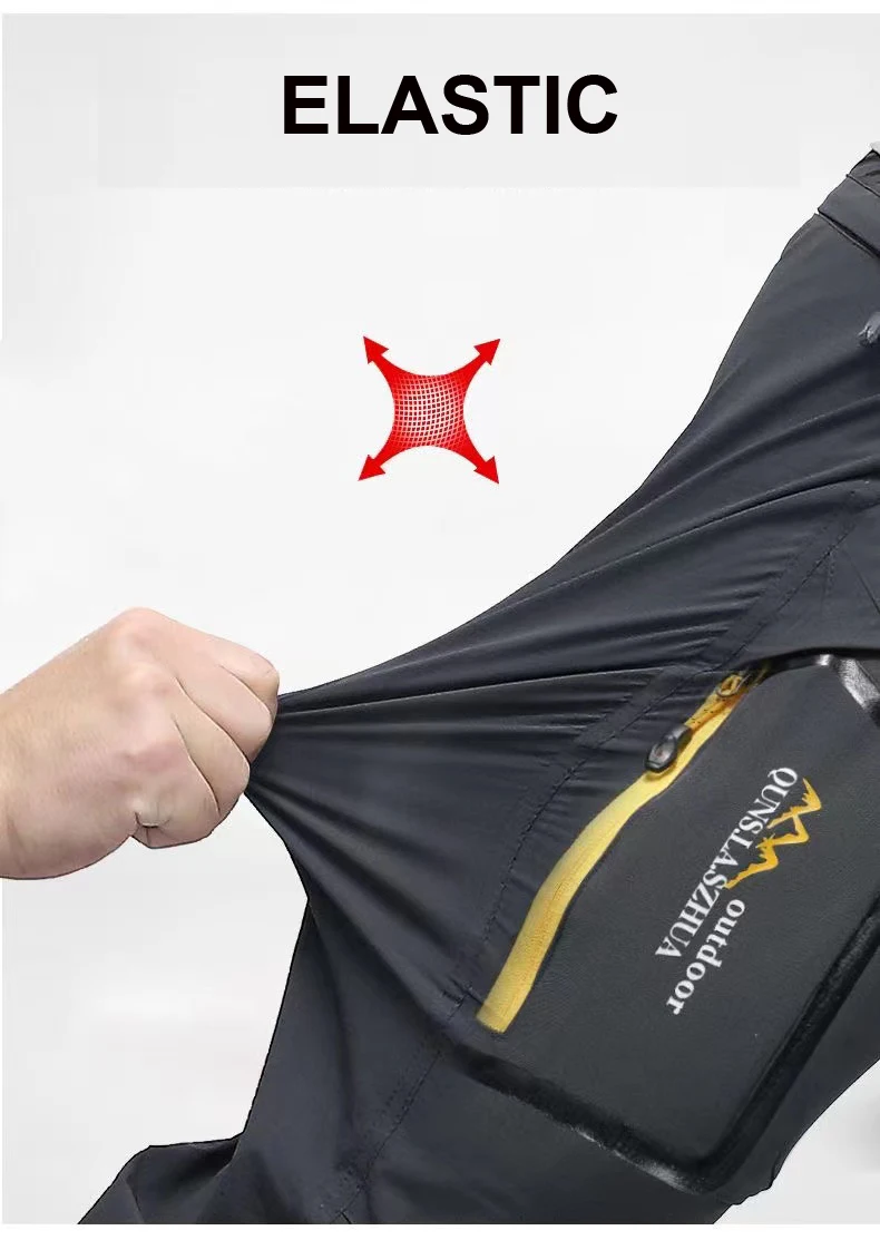 Men Fishing Pants Men Hiking Pants Summer Men Elastic Thin Pants SoftShell Outdoor Waterproof Camping Trekking Hiking Fishing Cycling Climbing Detachable Trousers