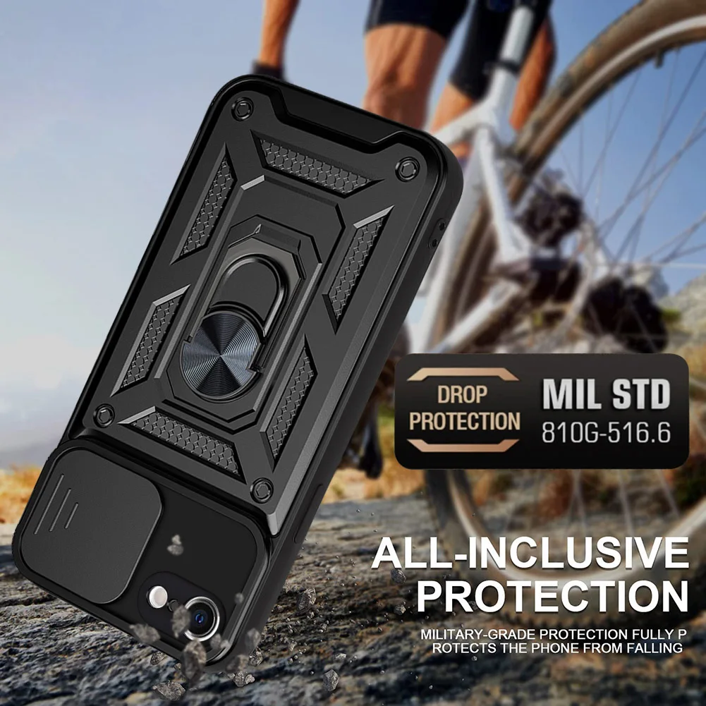 Shockproof Armor Lens Protector Phone Case with Ring