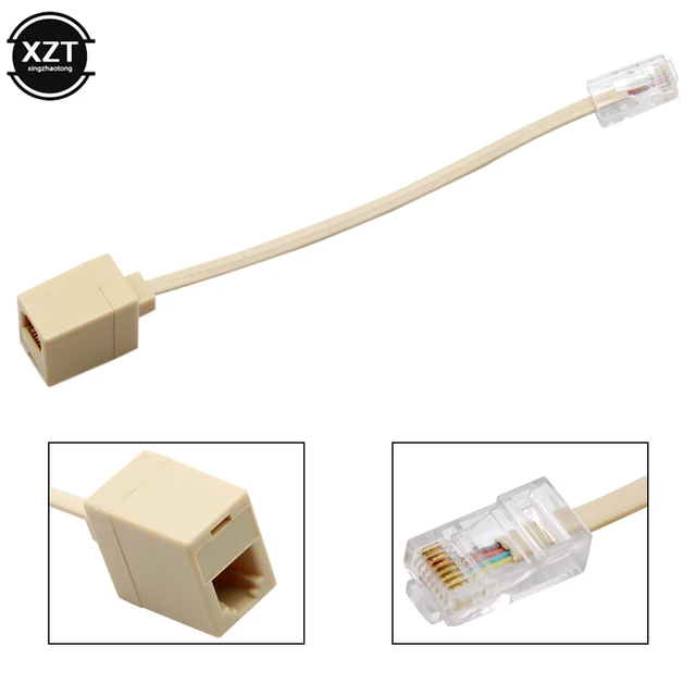 adaptateur - prise téléphone en t femelle vers rj45 mâle - 10 cm