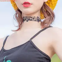 Collier court noir fait à la main avec un design unique de notes musicales, bijoux pour femmes à la mode et aux amateurs de musique 4