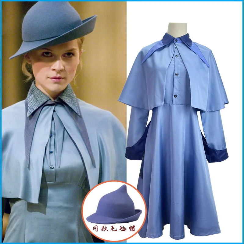 

New Wizard School Witch Fleur Isabelle Delacour Beauxbaton Magic Cosplay Costumes Hat Women School Uniform Clothes Cap Halloween