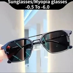 Half Frame Myopia Glasses -0.5 To -6.0 Men's Sunglasses Driving Glasses Outdoor UV Resistant Sunglasses Men's Myopia Glasses