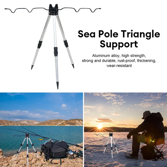 Foldable Fishing Rod Rest Base Load-bearing Telescopic Fishing Rod Bracket  Holder Aluminum Fishing Pole Support
