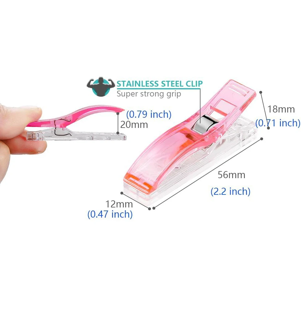 Sewing Clips Garment Clips Plastic Clips 20Pcs Large Sewing Clips Multicolor Plastic Clips Fabric Decoration Clamps Quilting Hemming Garment Clip DIY Sewing Tools