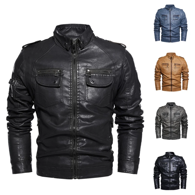 

Мужская выгодная кожаная одежда, осень/зима, куртка-бомбер из искусственной кожи, мужские мотоциклетные кожаные куртки, байкерские флисовые пальто