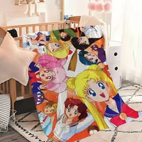 s-Sailor Four seasons warm soft plush blanket for sofa living Cute room Anime office bedroom Moon cartoon travel gift Flannel 1