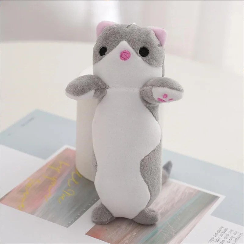 16CM New Long Cat Plush Toy Keychain Cute Cat Doll Bag Hanging
