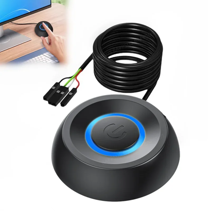 PC Computer Desktop Switch 1.8M LED Lights PC Motherboard External Start Power On/Of Button Extension Cable Home Office