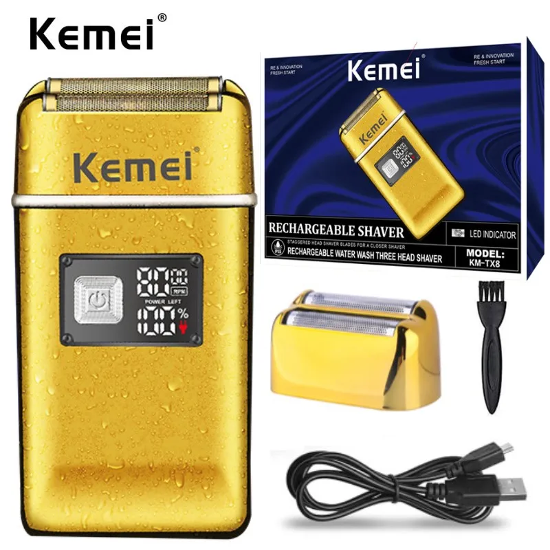 KemeiTX88000RPMBarberRechargeableFoilShaverElectricPowerful