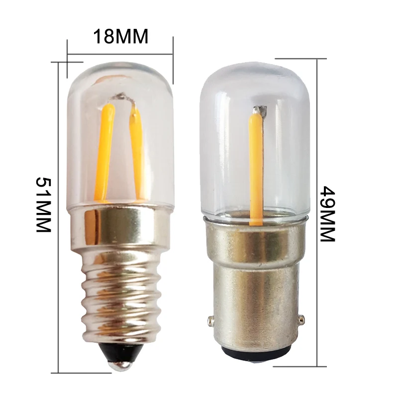 Ampoule Led Filament Light E14 B15 110V 220V 12V 24v Mini Refrigerator Bulb 1.5W Candle Spotlight B15D 12 24 Volt Sewing Lamp