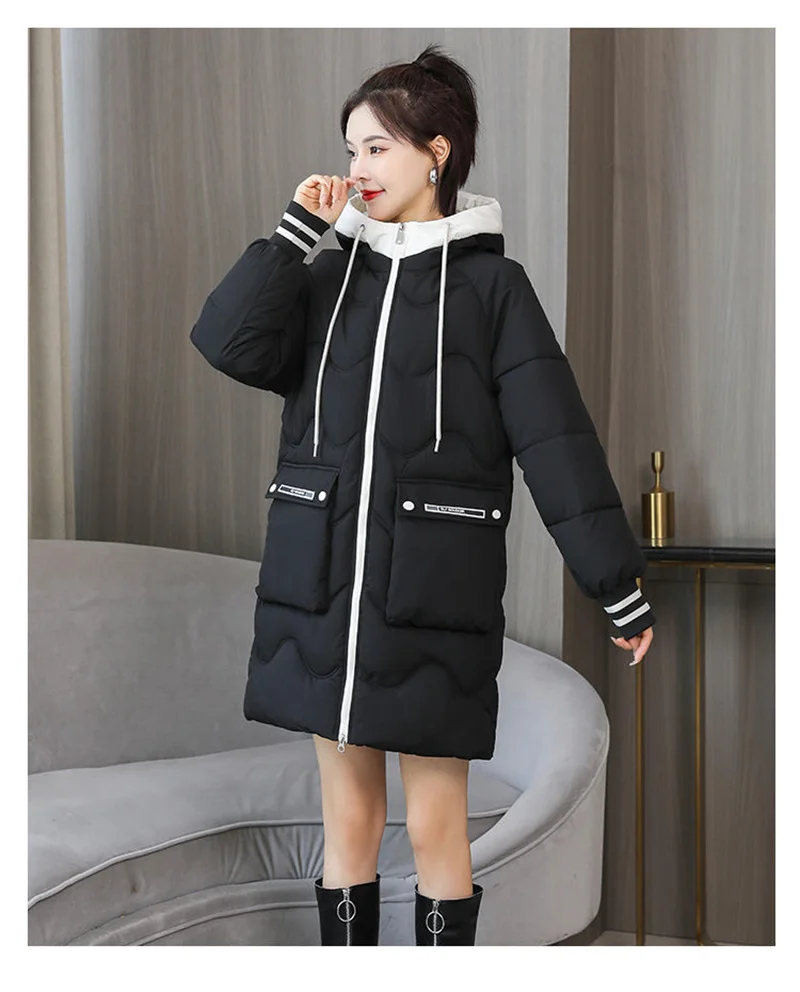 novo casaco de inverno feminino parkas com capuz casaco de inverno quente casaco de algodão acolchoado jaqueta prova de vento casual estudante casaco