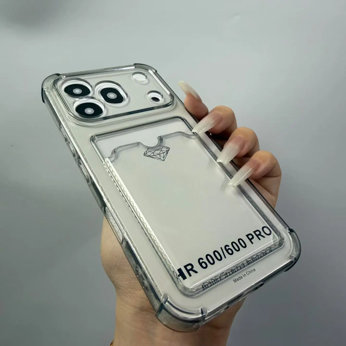 Clear Back Shockproof Card Slot Phone Case with Bag Holder