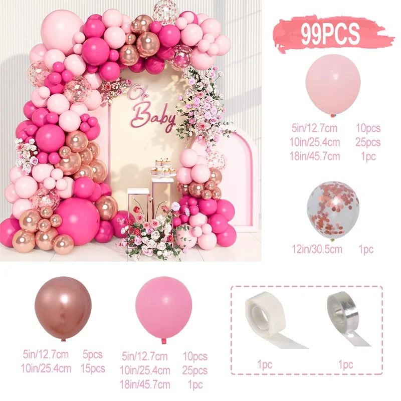 thumbnail image 1 of Kit de arco de guirnalda de globos de oro rosa y rosa para decoración de fiestas de cumpleaños, suministros para fiestas de cumpleaños y bodas para niños, decoración para baby shower, globos de látex, 1 of 5
