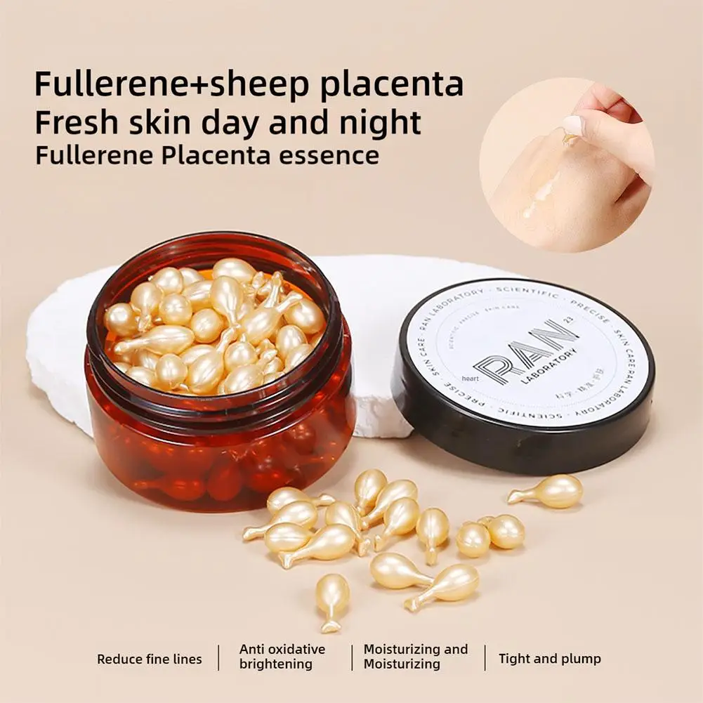 30/100pcs Fullerene Placenta Capsule Essence Moisturizing Nourishing Serum Facial Serum Firming Hydrating Nourishing Serum 2