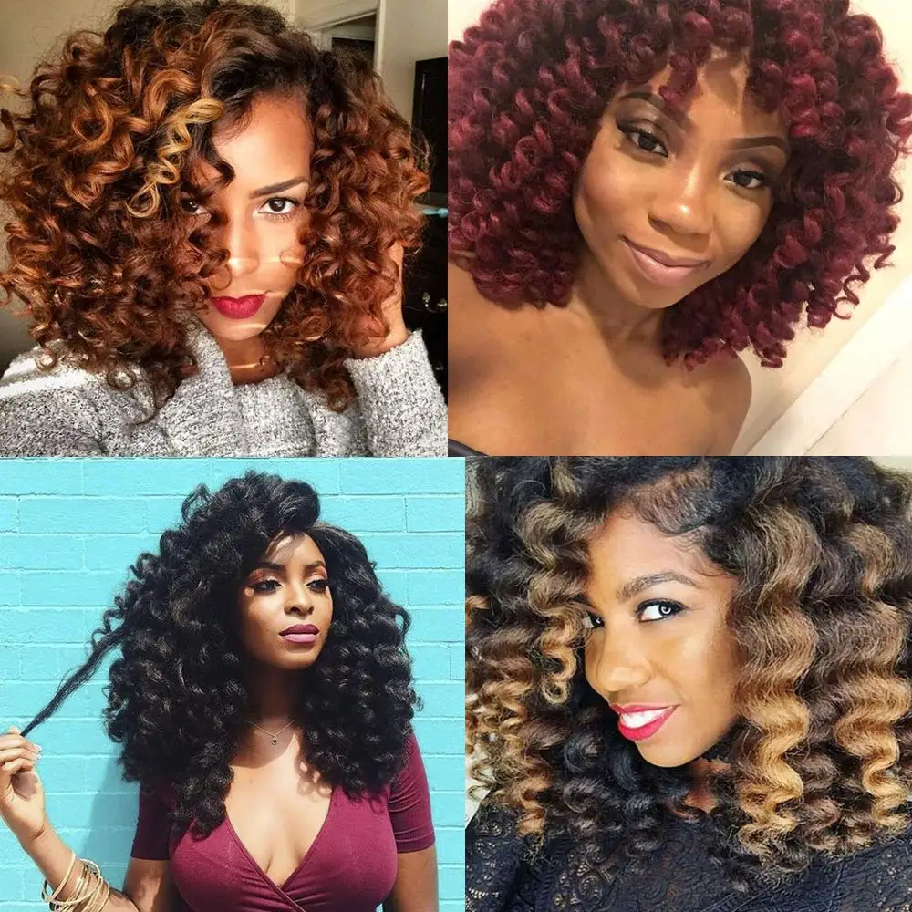 

Synthetic Wand Curl JAMAICAN BOUNCE Hair Crochet Braids African Collection Bohemian Jumpy Brading Syntetic Hair Extension