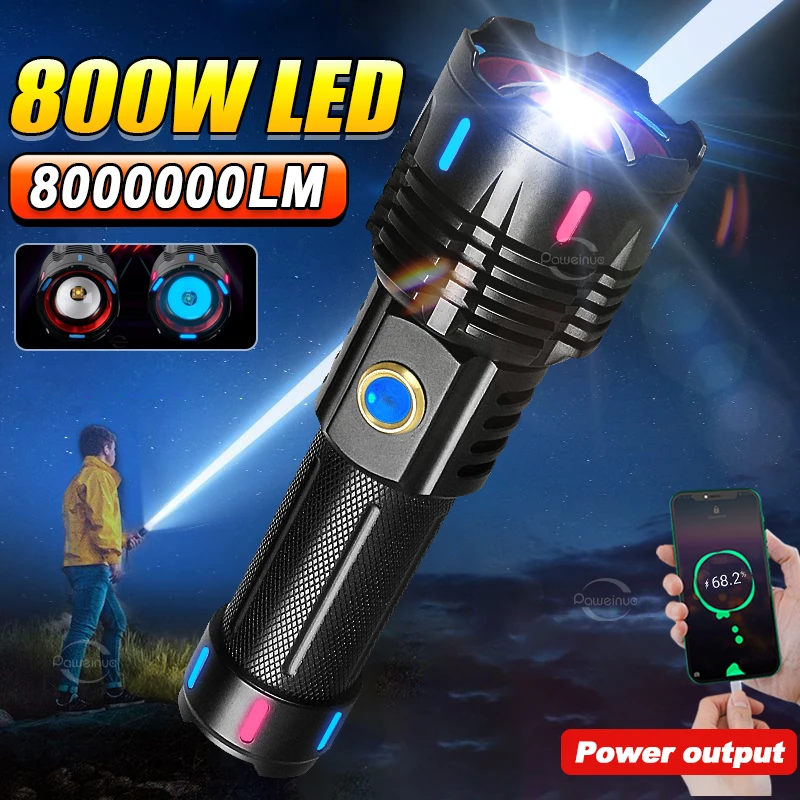 NewestSuperPowerfulFlashlight800WLEDRechargeableTorchLight3500MetersHighPowerLED