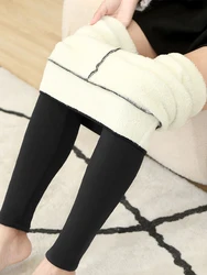 Women's Seamless High Waist Thermal Fleece Leggings - Fashionable Winter Warmth Tights - S (No pattern black)